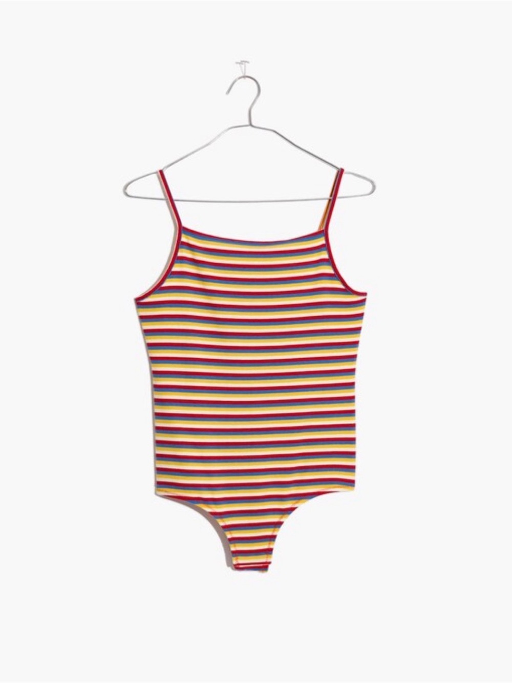 Madewell NWT Spaghetti Strap Ribbed Rainbow Stripe Thong Bodysuit Large